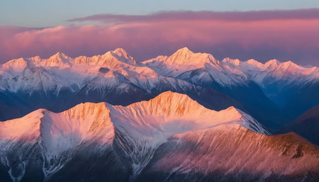 Mountains at sunset. Panoramic view.
