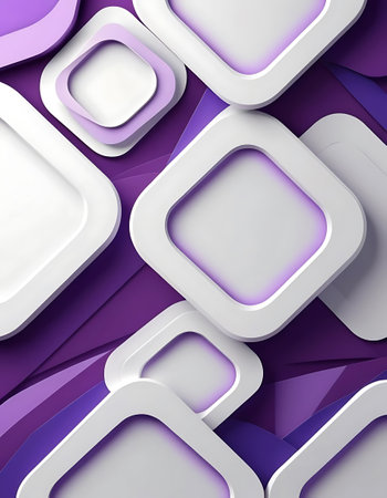 Abstract background with purple and white rounded squares. 3d render illustrationの写真素材