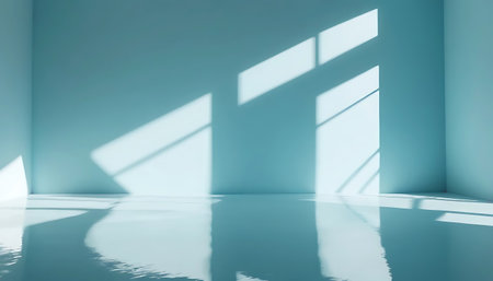 Abstract empty room with shadow on the wall. 3d render illustrationの写真素材