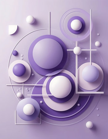 Abstract geometric background with circles and spheres. 3d vector illustration.の写真素材