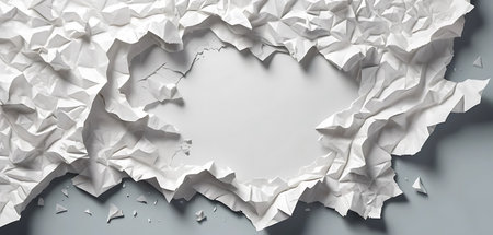 crumpled paper with space for text, 3d render illustrationの写真素材