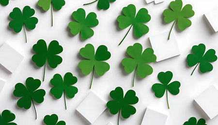 Clover leaves on a white background. St. Patrick's Day concept. 3D Rendering