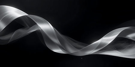 Abstract white wave on black background. 3d rendering, 3d illustration.