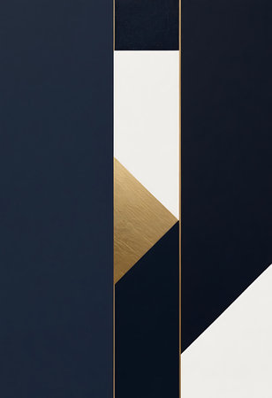 Abstract geometric background in blue and gold colors. 3d render.の写真素材