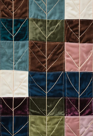 Detail of a patchwork quilt made of quilted fabric