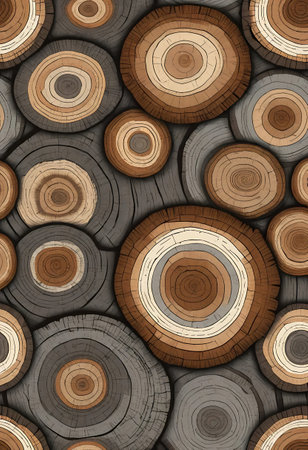 Wooden texture with annual rings. Seamless background pattern.の写真素材