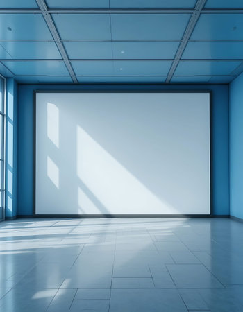 Empty interior with blank white poster on wall. Mock up, 3D Rendering