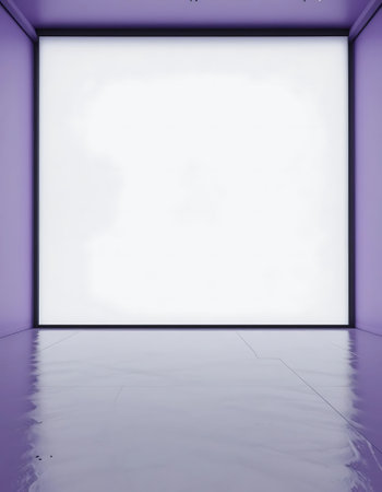 Empty room with white wall and purple floor. 3D Renderingの写真素材