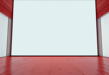 Empty room with white wall and red floor. 3D rendering.の写真素材