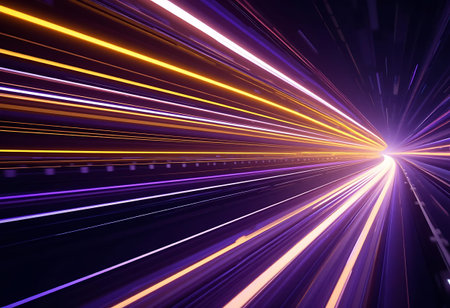 abstract speed motion on the road at night, digitally generated image