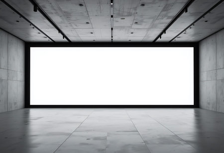 3d rendering of empty room with blank white billboard on the wall