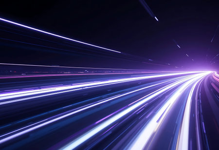light trails on the street at night