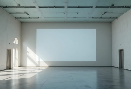 Empty room with blank billboard on the wall. 3d rendering.