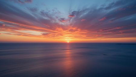 Beautiful sunset over the sea. Long exposure shot. Long exposure.