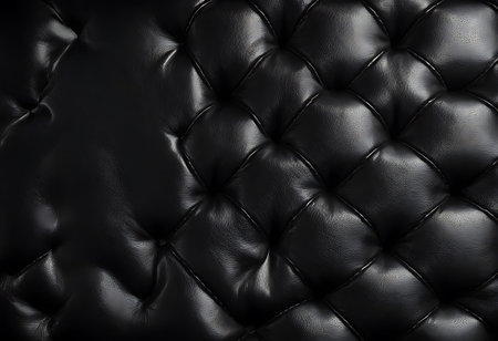 Black leather upholstery texture background. 3d render illustration.