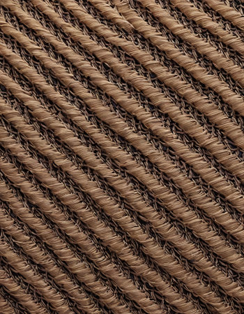 Closeup detail of brown braided fabric texture background. Macro.