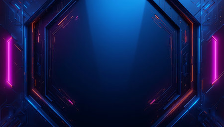3d rendering of abstract technology background. Futuristic sci-fi tunnel.の写真素材