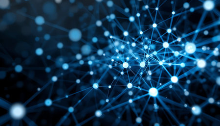 Abstract technology background with connecting dots and lines. Network concept. 3d rendering