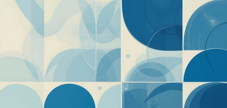 Abstract background with circles in blue and white colors. Vector illustration.