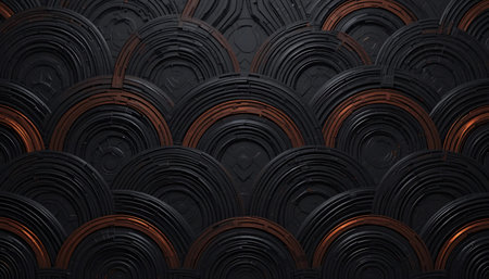 Abstract background made of black metal plates with holes. 3d render illustration