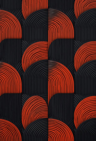 Seamless pattern with circles in black and orange colors. Vector illustration.