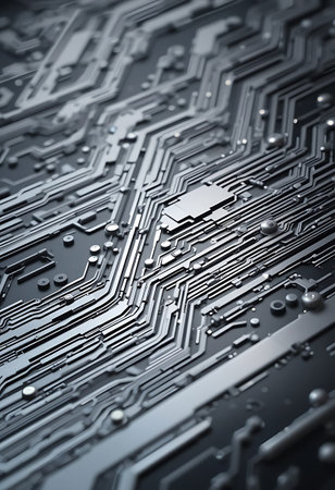 Circuit board close up. Technology background. 3d rendering.