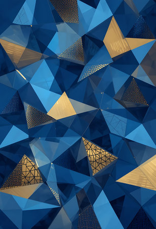 Abstract background of blue polygonal triangles. 3D rendering.の写真素材