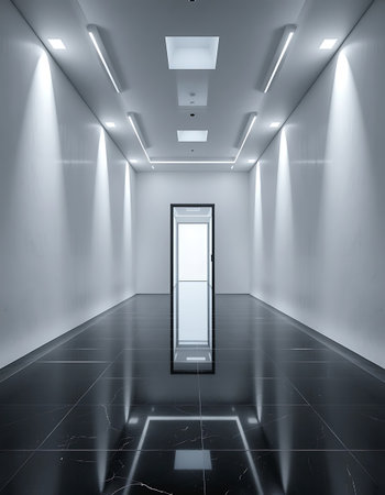 Interior of a modern office building with a door. 3d renderingの写真素材