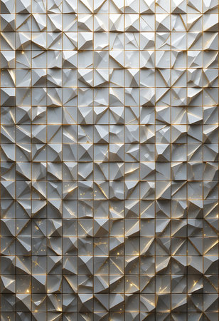 Abstract background of polygonal silver and golden pattern on the wall