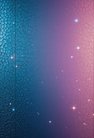 abstract background with broken glass and stars, blue and pink colors