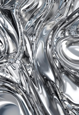 Silver metallic wavy background. 3d rendering, 3d illustration.