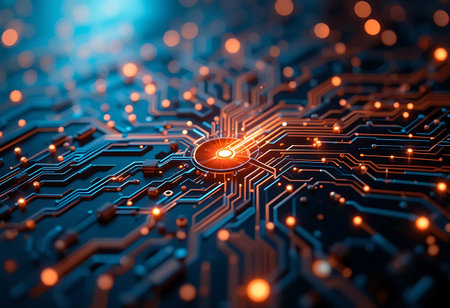 Circuit board close up. Technology and science background. 3d rendering