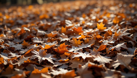 Autumn leaves on the ground in the park. Selective focus.の写真素材