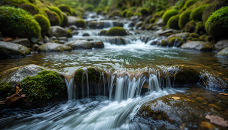Waterfall in the forest, Thailand. (Soft focus).の写真素材
