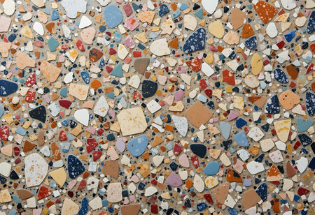 Colorful ceramic mosaic wall background and texture, close-up.の写真素材