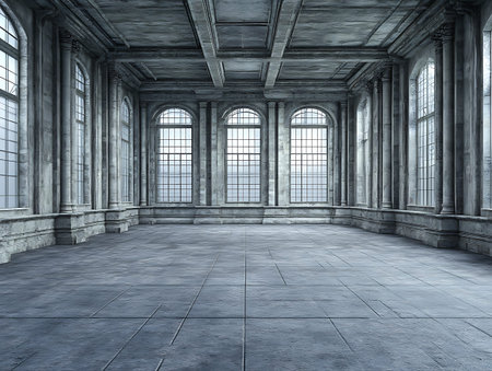 An architectural interior with a vintage, classic, and grand design.