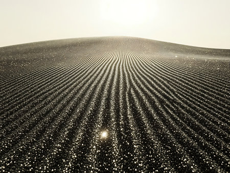 Sand dunes in the desert at sunsetの写真素材