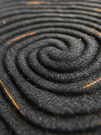 Close-up of a black nylon rope. Macro shot, shallow depth of field.の写真素材