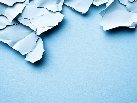 Pieces of torn paper on a blue background. Toned.の写真素材