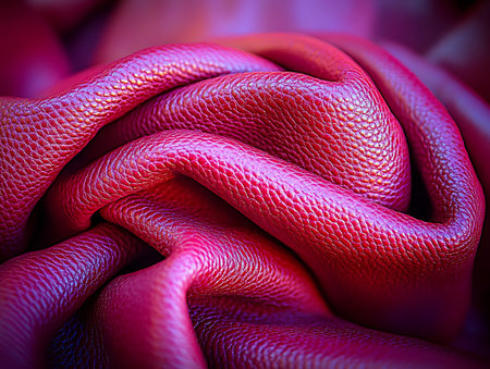 Close up of red leather texture. 3d rendering, 3d illustration.
