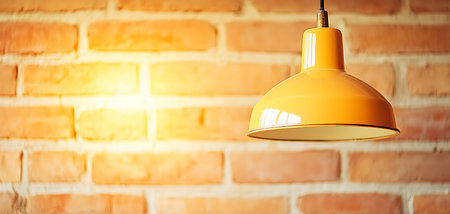 Vintage lamp on brick wall backgroundの写真素材