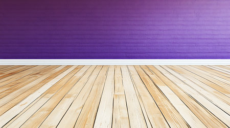Empty room with purple wall and wooden floor - 3D Renderingの写真素材