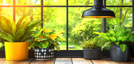 Plants in pots on the windowsill. 3d rendering.の写真素材