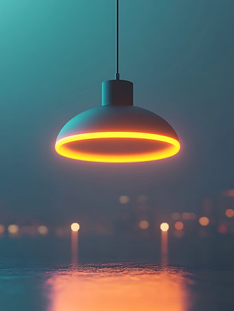Illuminated lamp on a foggy background. 3d rendering