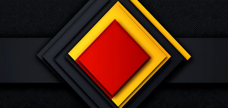 Abstract geometric background with red and yellow shapes on black carbon fiber. Vector designの写真素材