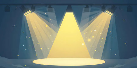 Spotlights on the stage. Vector illustration. Background for your designの写真素材
