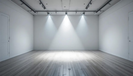 3D render of empty room with spotlights in the wall.