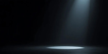 3D rendering of a stage illuminated by a spotlight on a black background