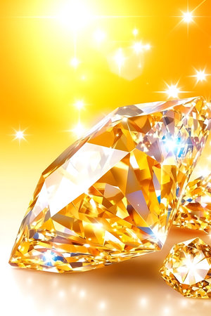 Diamond on a yellow background with bokeh effect. Vector illustration.の写真素材