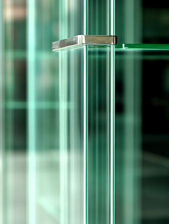 Close up of a modern glass door in a modern office building.の写真素材